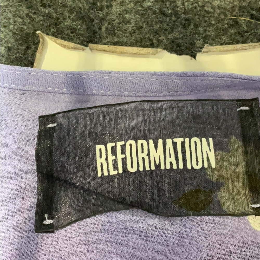 NWT reformation Adele wrap dress purple floral size large - Picture 6 of 7